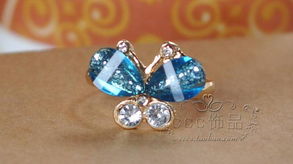 韓版小飾品批發 時尚淑女精致閃鉆蝴蝶耳環耳飾，廠家直銷助力美發飾品銷售